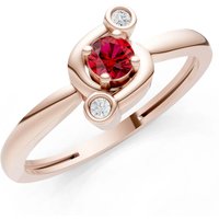 Ruby and Diamond Trinity Harmony Three Stone Stacking Ring in 9ct Rose Gold