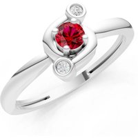 Ruby and Diamond Trinity Harmony Three Stone Stacking Ring in 9ct White Gold