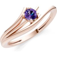 Amethyst Celeste Flow Bypass Solitaire Ring in 9ct Rose Gold