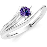 Amethyst Celeste Flow Bypass Solitaire Ring in 18ct White Gold