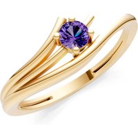 Amethyst Celeste Flow Bypass Solitaire Ring in 18ct Gold