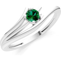 Emerald Celeste Flow Bypass Solitaire Ring in 9ct White Gold