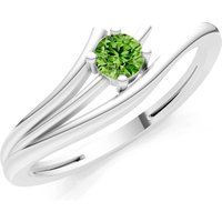 Peridot Celeste Flow Bypass Solitaire Ring in 18ct White Gold