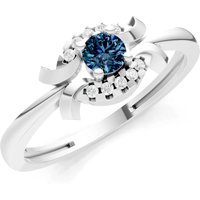 Alexandrite and Diamond Luna Halo Cluster Ring in 9ct White Gold