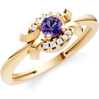 Amethyst and Diamond Luna Halo Cluster Ring in 9ct Gold