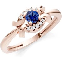 Sapphire and Diamond Luna Halo Cluster Ring in 9ct Rose Gold