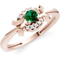 Emerald and Diamond Luna Halo Cluster Ring in 9ct Rose Gold