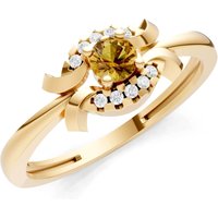 Citrine and Diamond Luna Halo Cluster Ring in 18ct Gold