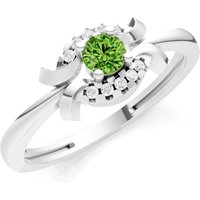 Peridot and Diamond Luna Halo Cluster Ring in 9ct White Gold