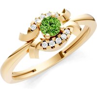 Peridot and Diamond Luna Halo Cluster Ring in 18ct Gold
