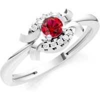 Ruby and Diamond Luna Halo Cluster Ring in 18ct White Gold