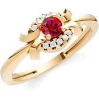 Ruby and Diamond Luna Halo Cluster Ring in 18ct Gold