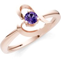 Amethyst Amora Heart Tiny Solitaire Ring in 9ct Rose Gold