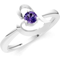 Amethyst Amora Heart Tiny Solitaire Ring in 18ct White Gold