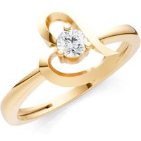 Diamond Amora Heart Tiny Solitaire Ring, 0.11 ct in 9ct Gold