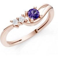 Diamond Three Stone Curved Accent Ring, 0.11 ct in 9ct Rose Gold