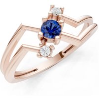 Sapphire and Diamond Geometric Stacking Ring in 9ct Rose Gold
