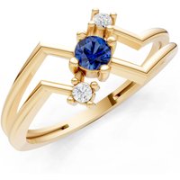 Sapphire and Diamond Geometric Stacking Ring in 9ct Gold