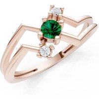 Emerald and Diamond Geometric Stacking Ring in 9ct Rose Gold