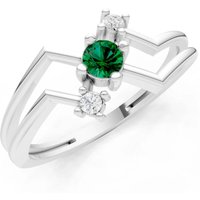 Emerald and Diamond Geometric Stacking Ring in 18ct White Gold