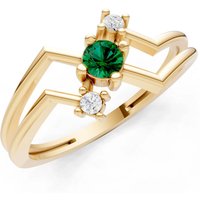 Emerald and Diamond Geometric Stacking Ring in 18ct Gold