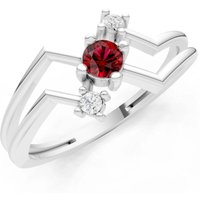 Garnet and Diamond Geometric Stacking Ring in 18ct White Gold