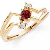 Garnet and Diamond Geometric Stacking Ring in 9ct Gold