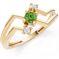 Peridot and Diamond Geometric Stacking Ring in 18ct Gold