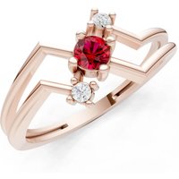 Ruby and Diamond Geometric Stacking Ring in 9ct Rose Gold