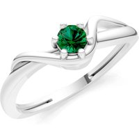 Emerald Sculpted Wave Ring in 9ct White Gold