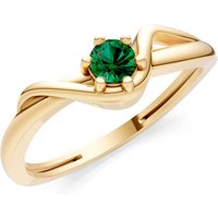 Emerald Sculpted Wave Ring in 9ct Gold