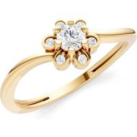 Diamond Floral Cluster Accent Ring, 0.11 ct in 18ct Gold
