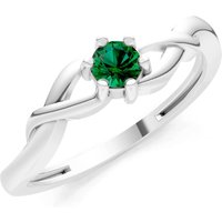 Emerald Celtic Inspired Interwoven Ring in 9ct White Gold