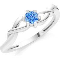 Swiss Blue Topaz Celtic Inspired Interwoven Ring in 18ct White Gold