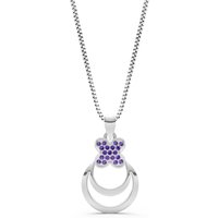 Amethyst Four Leaf Clover Bloom Pendant Necklace in 9ct White Gold