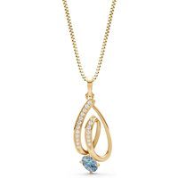 Aquamarine and Diamond Gemstone Teardrop Pendant Necklace in 18ct Gold