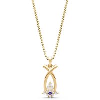 Amethyst Abstract Wishbone Accent Pendant Necklace in 9ct Gold