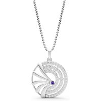 Amethyst Gemstone Medallion Pendant Necklace in 18ct White Gold