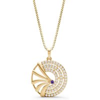 Amethyst Gemstone Medallion Pendant Necklace in 18ct Gold