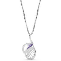 Amethyst Leaf Pendant Necklace in 9ct White Gold