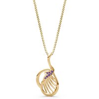 Amethyst Leaf Pendant Necklace in 9ct Gold