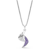 Amethyst Curve Gemstone Pendant Necklace in 9ct White Gold