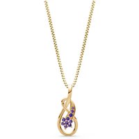 Amethyst Double Loop Floral Pendant Necklace in 9ct Gold