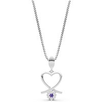 Amethyst Floral Heart Pendant Necklace in 9ct White Gold