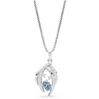 Aquamarine and Diamond Sweep Pendant Necklace in 18ct White Gold