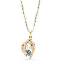 Aquamarine and Diamond Sweep Pendant Necklace in 18ct Gold