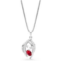 Ruby and Diamond Sweep Pendant Necklace in 18ct White Gold