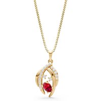 Ruby and Diamond Sweep Pendant Necklace in 9ct Gold