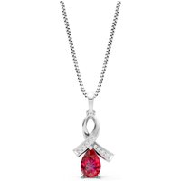 Ruby and Diamond Drop Pendant Necklace in 9ct White Gold