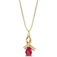 Ruby and Diamond Drop Pendant Necklace in 9ct Gold